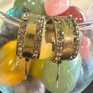 Kenneth Cole New York gold tone small hoop with crystals 💚